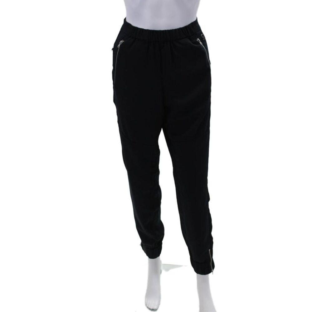G Star Raw Womens Elastic Waistband Cuff Bottom Straight Casual Pants Navy Sz L